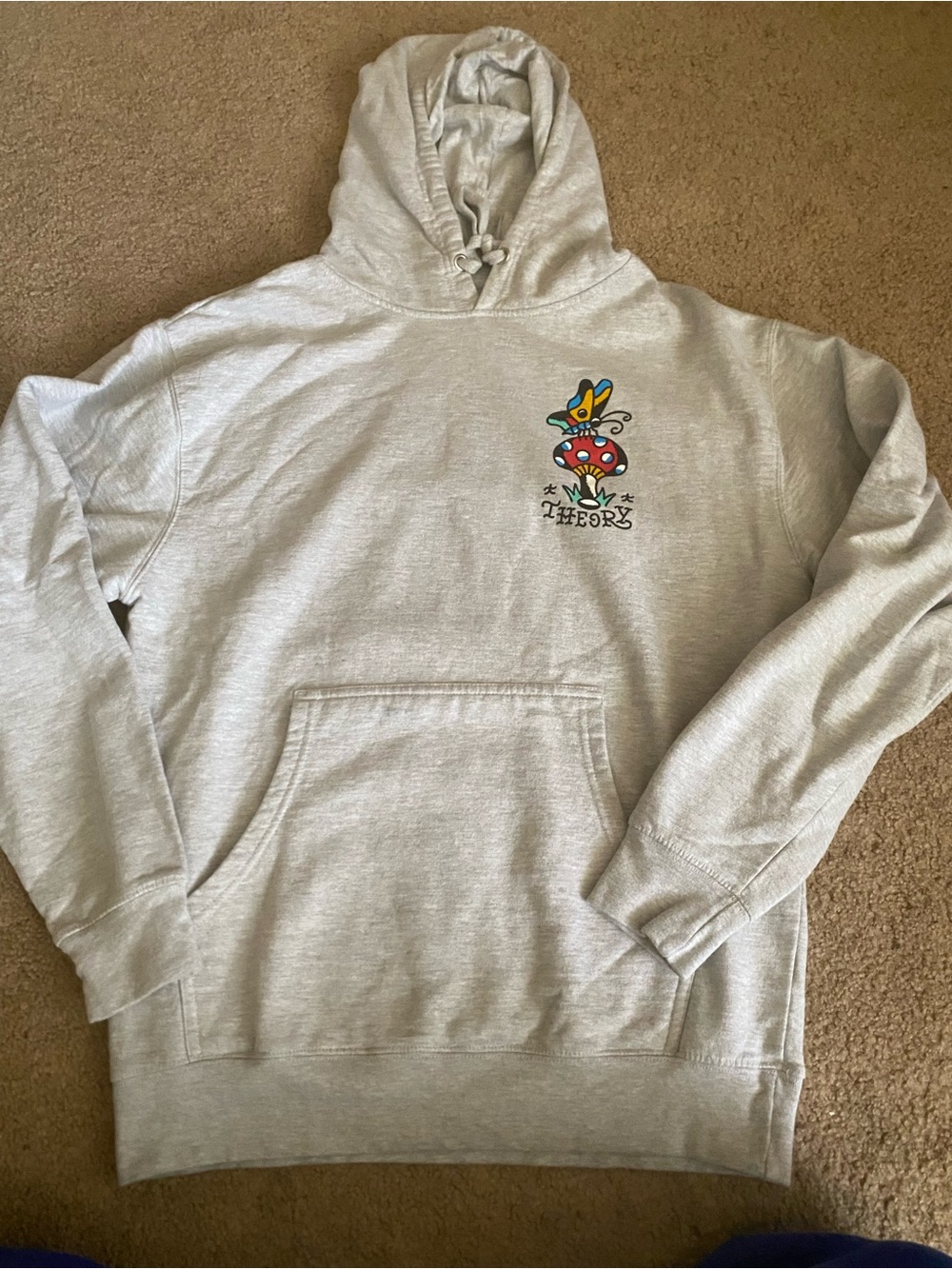 Theory Skateshop Banjo Frog Traditional Tattoo Graphic Hoodie - Grey Medium
